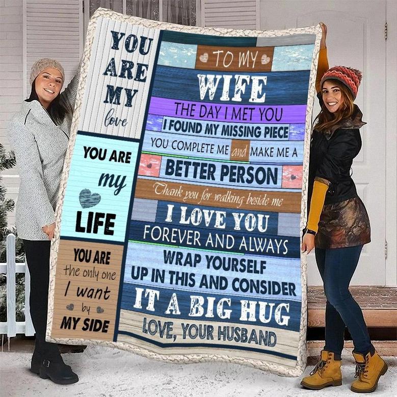 To My Wife Blanket - The Day I Met You I Found My Missing Piece - Anniversary Gift for Wife