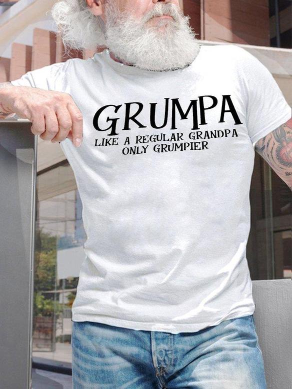 Men's Grumpa Like A Regular Grandpa Only Grumpier Funny Graphic Print Text Letters Crew Neck Casual T-shirt