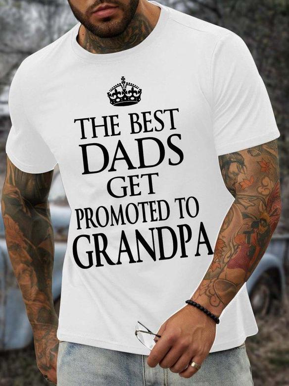 Men’s The Best Dads Get Promoted To Grandpa Couple Casual Regular Fit T-shirt