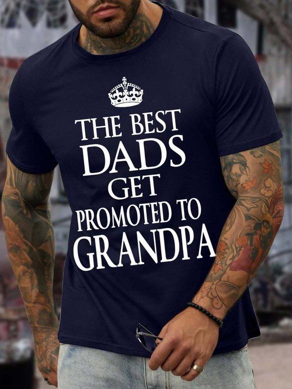 Men’s The Best Dads Get Promoted To Grandpa Couple Casual Regular Fit T-shirt