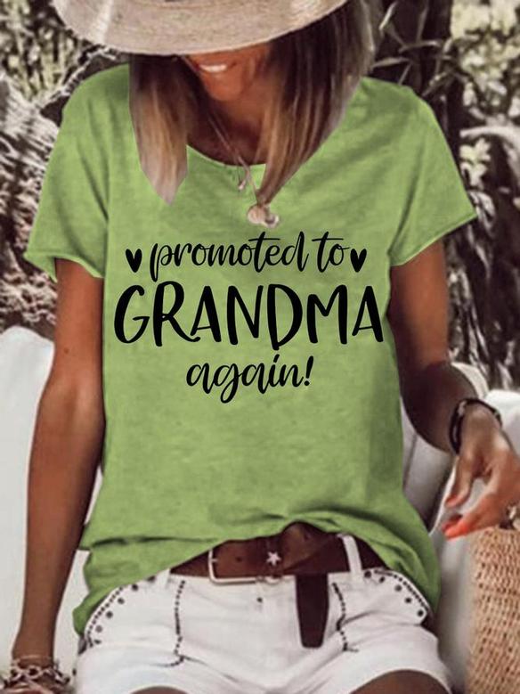 Women's Funny Word Grandma Simple Text Letters -blend Crew Neck T-shirt