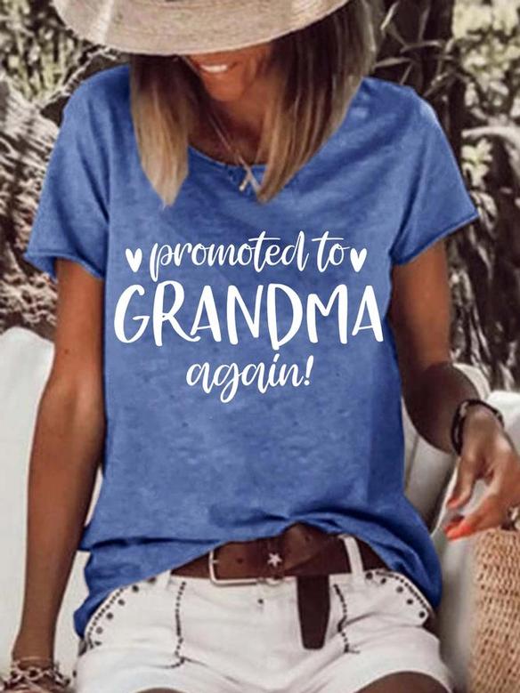 Women's Funny Word Grandma Simple Text Letters -blend Crew Neck T-shirt