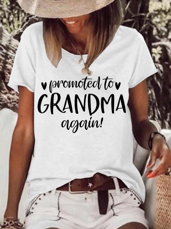 Women's Funny Word Grandma Simple Text Letters -blend Crew Neck T-shirt