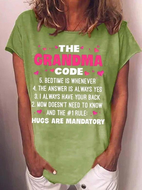 Women's The Grandma Code Letters Casual T-shirt