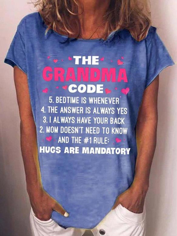 Women's The Grandma Code Letters Casual T-shirt