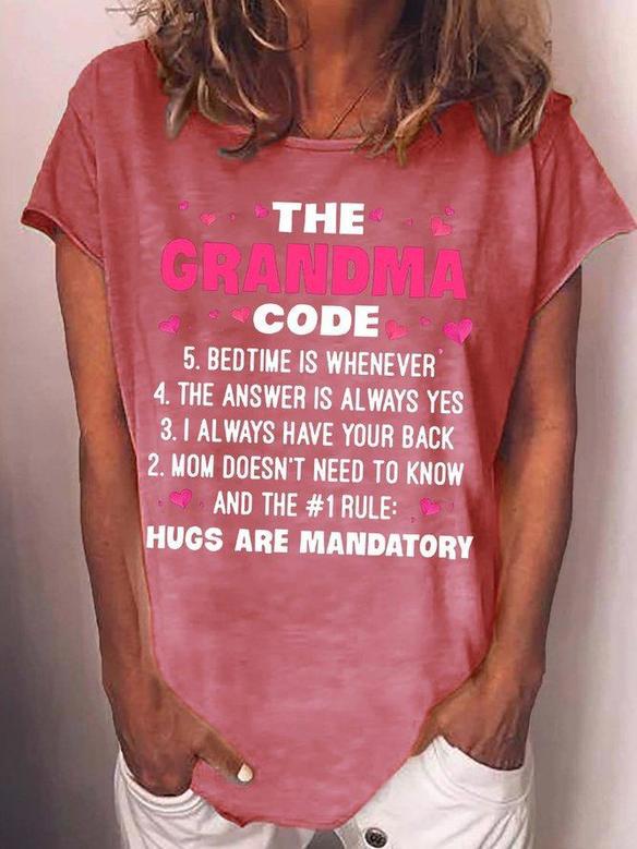 Women's The Grandma Code Letters Casual T-shirt