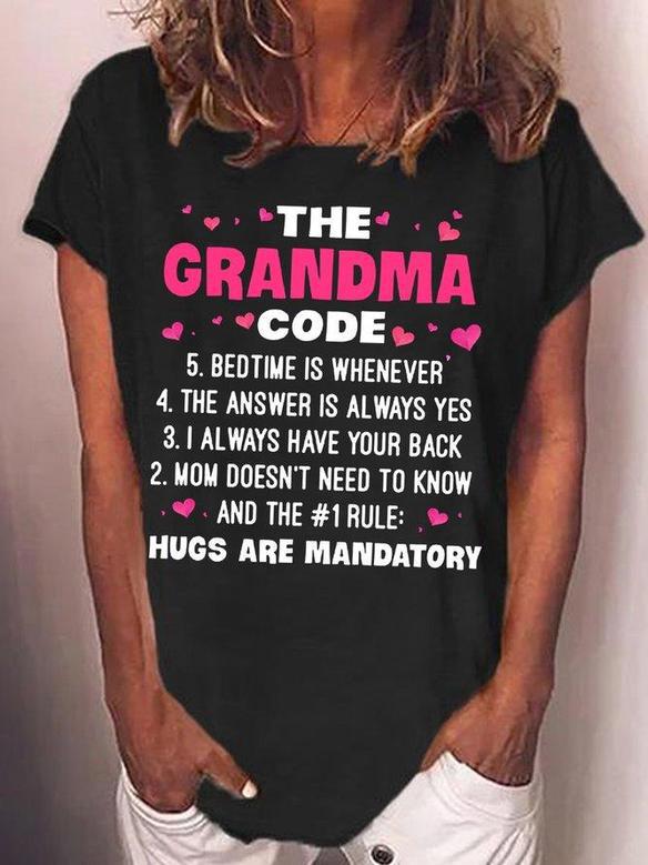 Women's The Grandma Code Letters Casual T-shirt