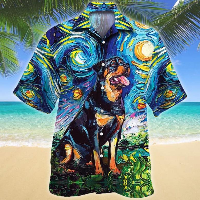 Rottweiler Dog Night Hawaiian Shirt