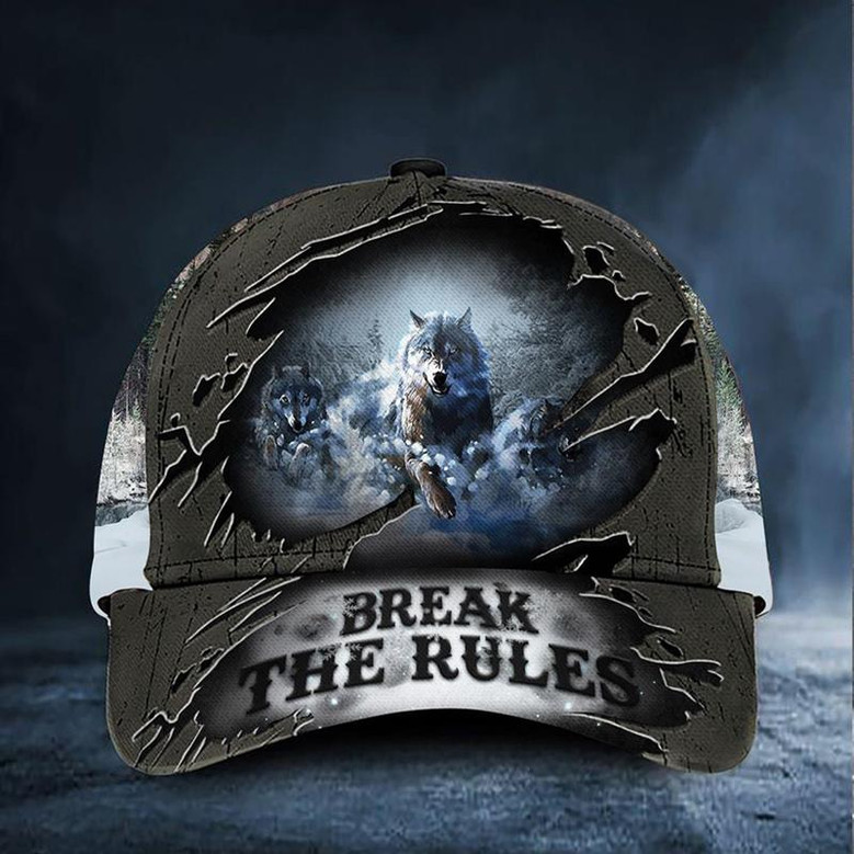 Arctic Wolf Break The Rules Hat Cool Baseball Cap Unique Gift Ideas For Men Boyfriend Hat