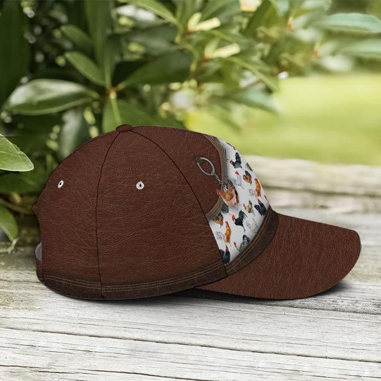 Chicken Mom Leather Baseball Cap Hat