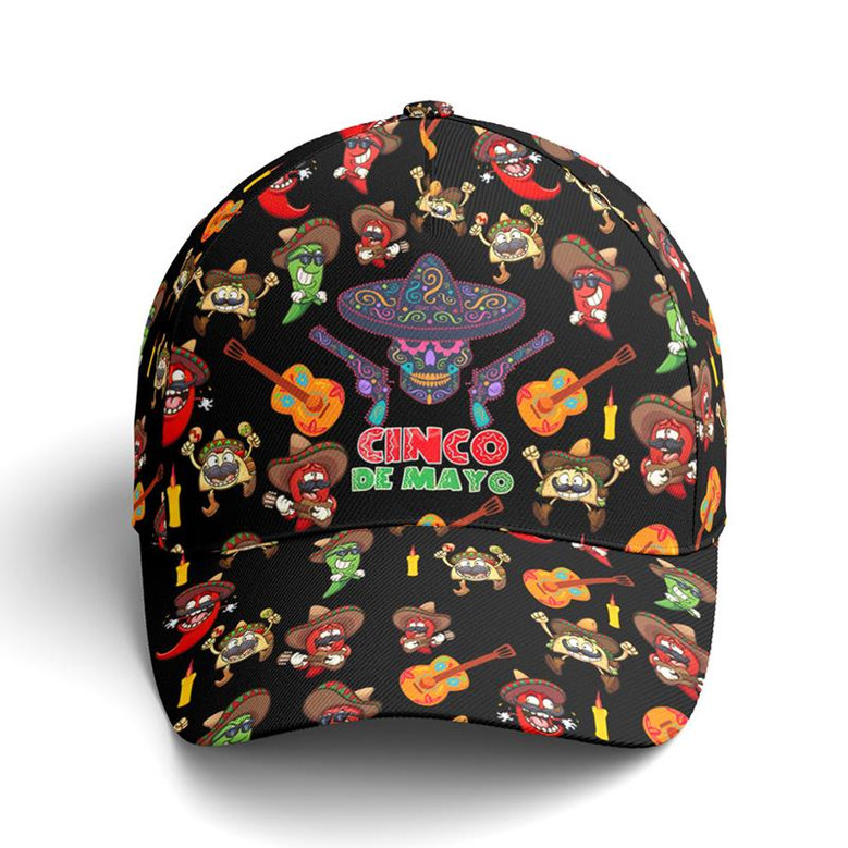 Cinco De Mayo Sugar Skull Chilies Tacos Baseball Cap Hat