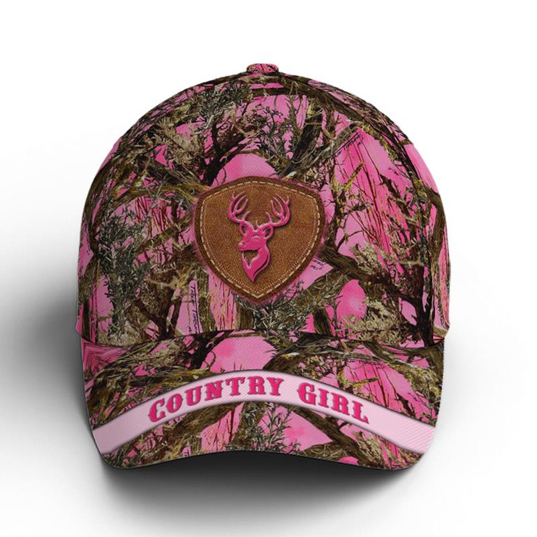 Deer Pattern Baseball Cap For Country Girl Pink Camouflaged Hat