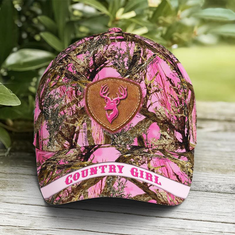 Deer Pattern Baseball Cap For Country Girl Pink Camouflaged Hat