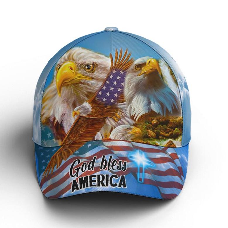 God Bless America Bald Eagle Baseball Cap Hat