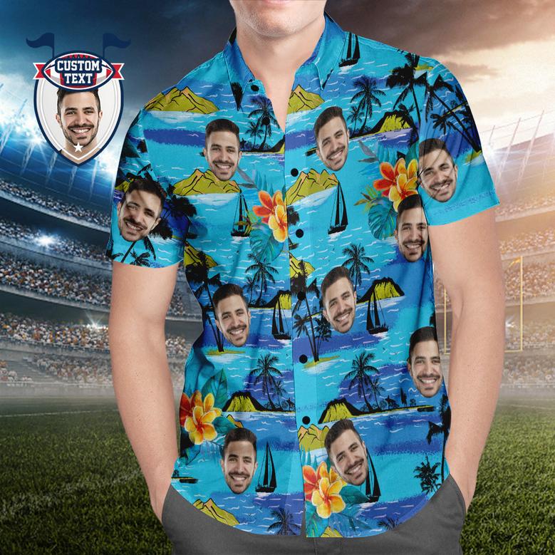 Custom Printed Hawaiian Shirt for Fans Personalized Face and Text Hawaiian Shirt Gift for fans - Mountains Design