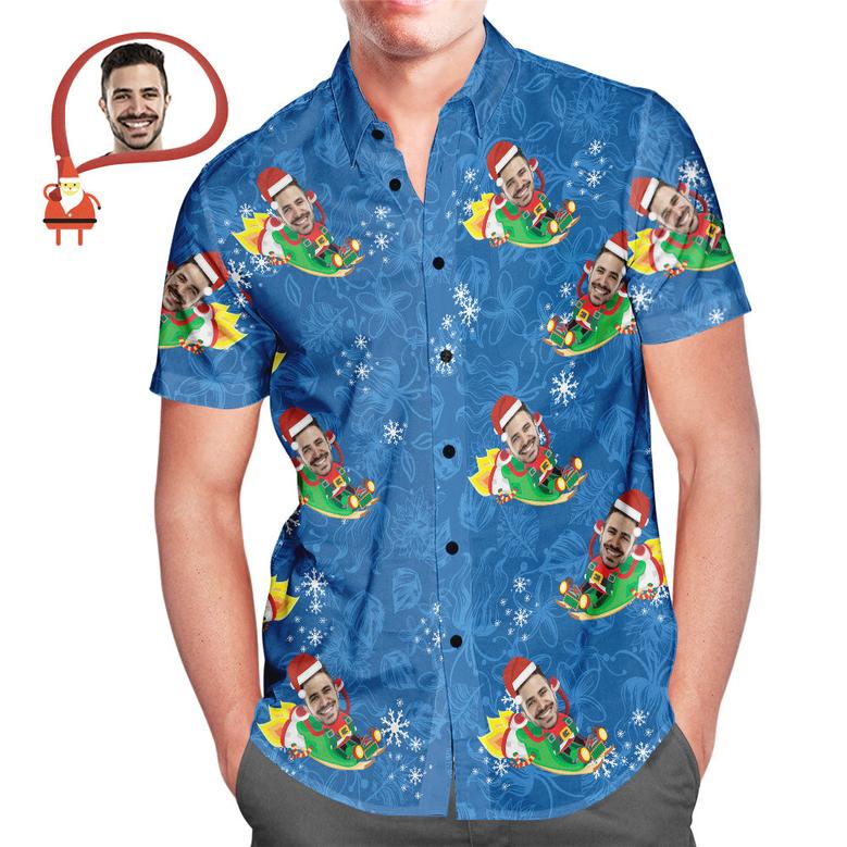 Custom Face Hawaiian Shirt Funny Santa Claus Hawaiian Shirt Christmas Gift