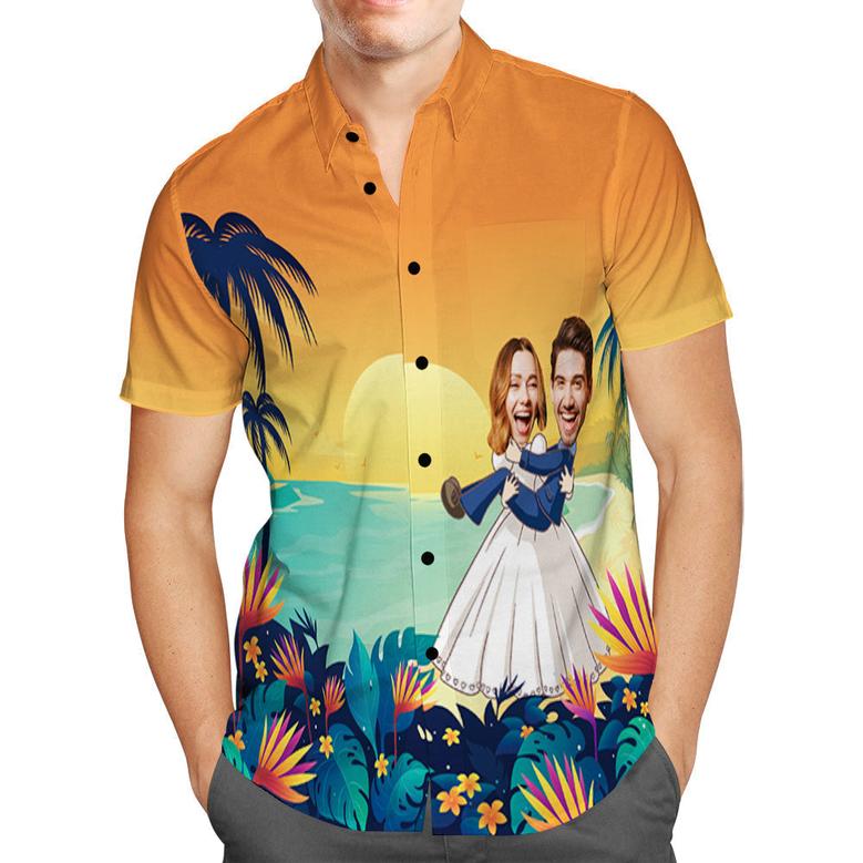 Wedding gifts, Custom Face Hawaiian Shirt Romantic Wedding Photo Hawaiian Shirt