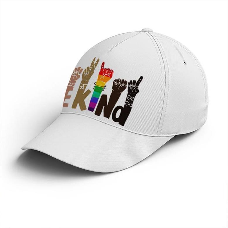 LGBT Pride Gift Hands Be Kind White Baseball Cap Hat