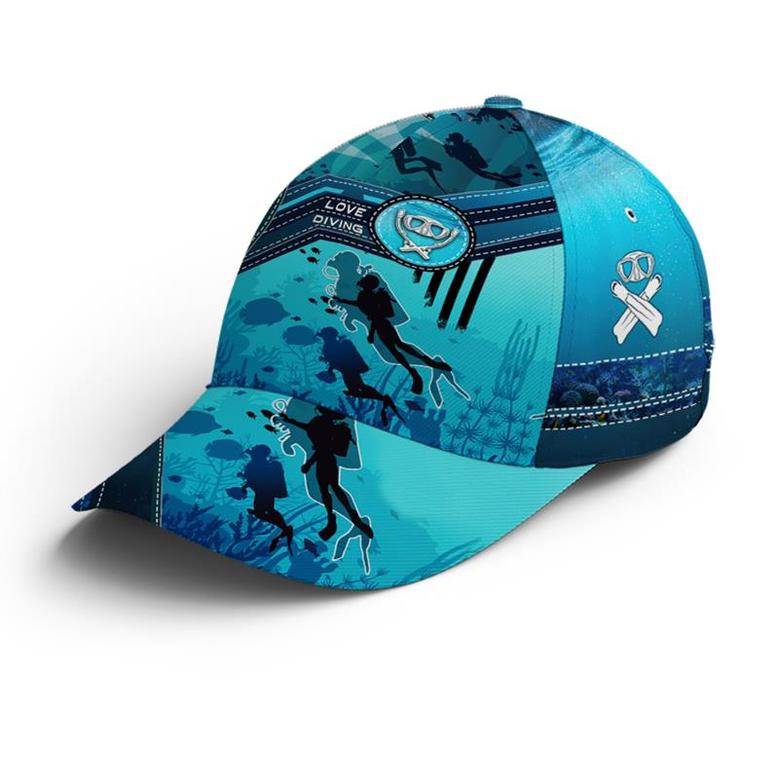 Scuba Diving Ocean Blue Baseball Cap Hat