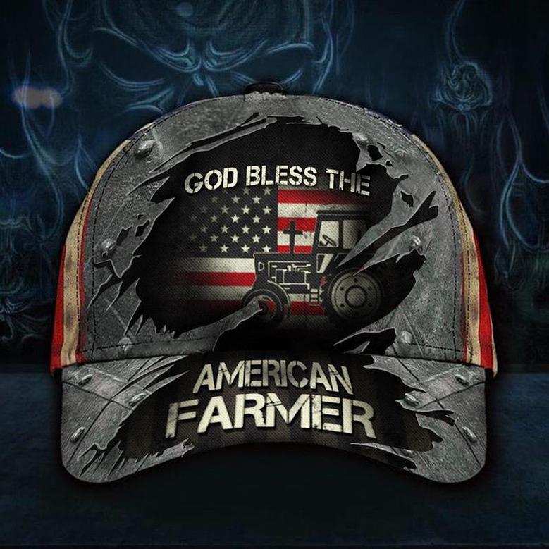 Tractor God Bless The American Farmer US Flag Hat Vintage Caps Best Gifts For Farmers Hat