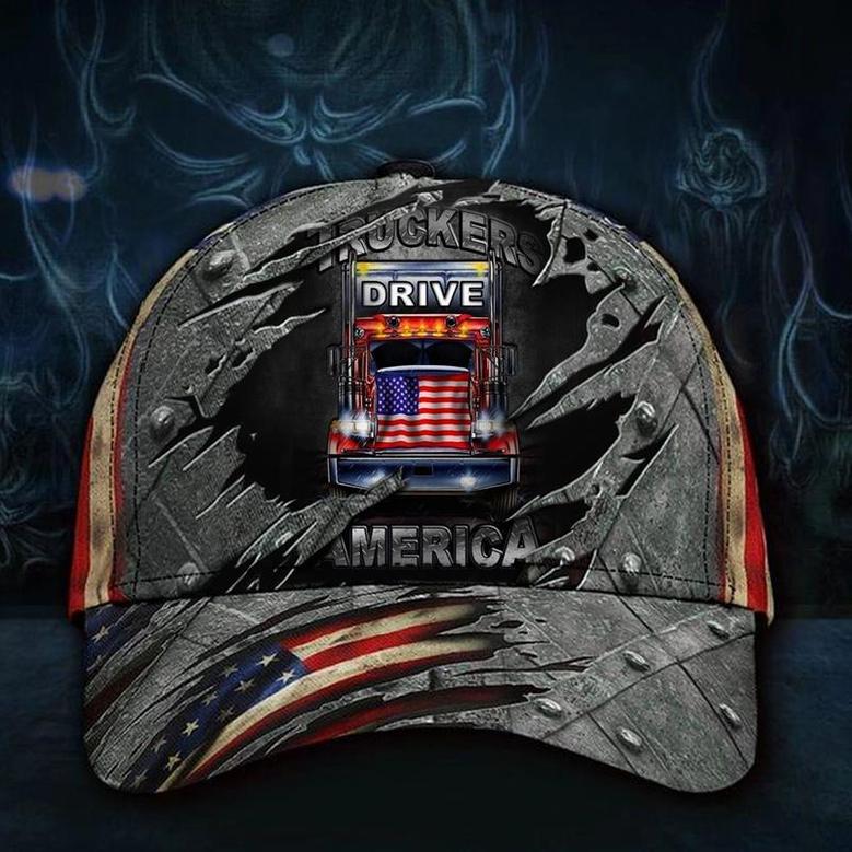 Truckers Drive America Hat Printed Vintage Cap For Truck Driver Day Gift Idea Hat