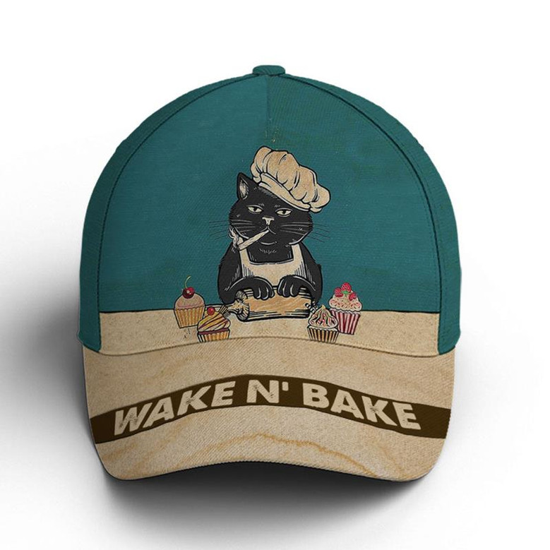 Wake N Bake Black Cat Vintage Baseball Cap Hat