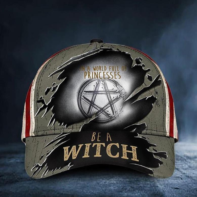 In A World Full Of Princess Be A Witch Halloween Baseball Cap USA Flag Halloween Gift Hat