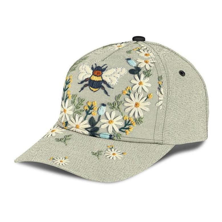 Bee Flower Rent Hat Classic Cap Protect Cap Gift For Her, Human Cap, Trending Cap, American Cap Hat