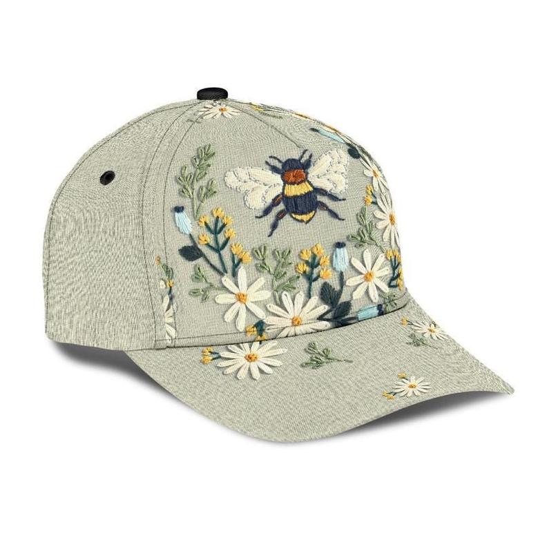Bee Flower Rent Hat Classic Cap Protect Cap Gift For Her, Human Cap, Trending Cap, American Cap Hat