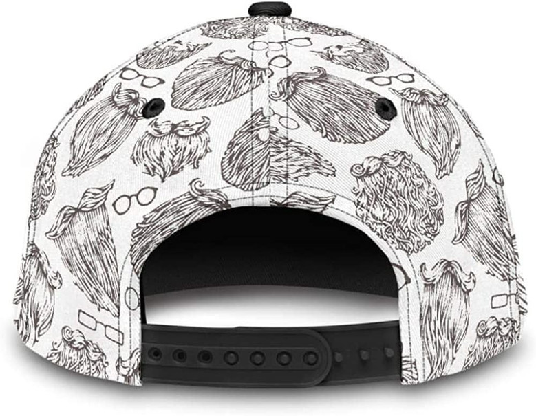 Berd Glasses Beard White Printed Unisex Hat Classic Cap, Snapback Cap, Baseball Cap Hat