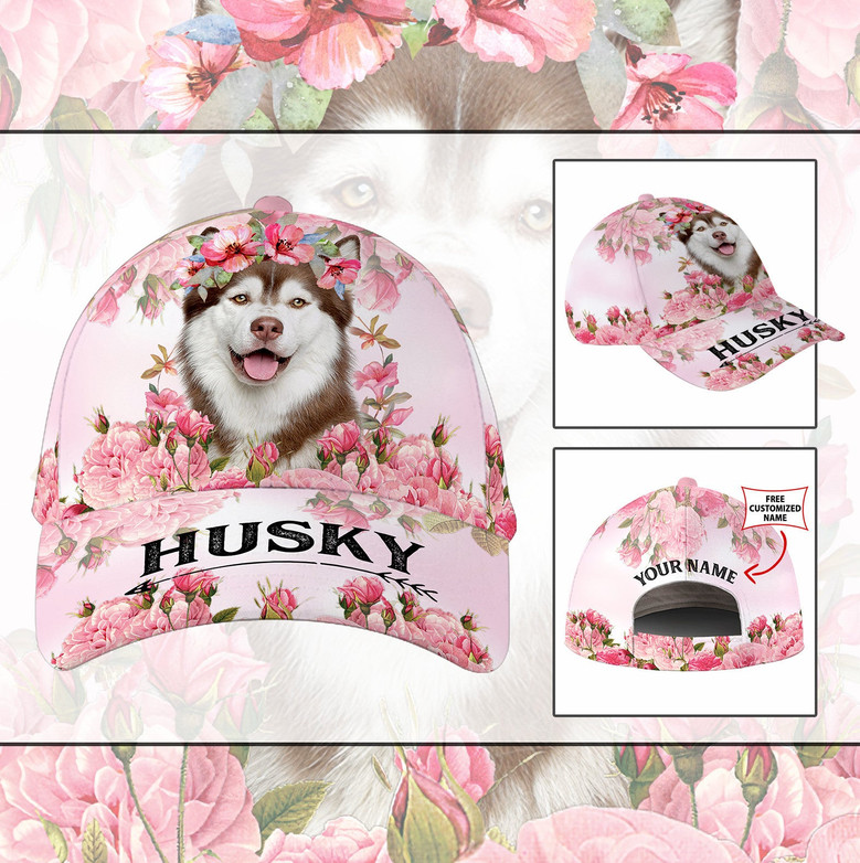 Customized Happy Pink Husky Hat Classic Cap Hat