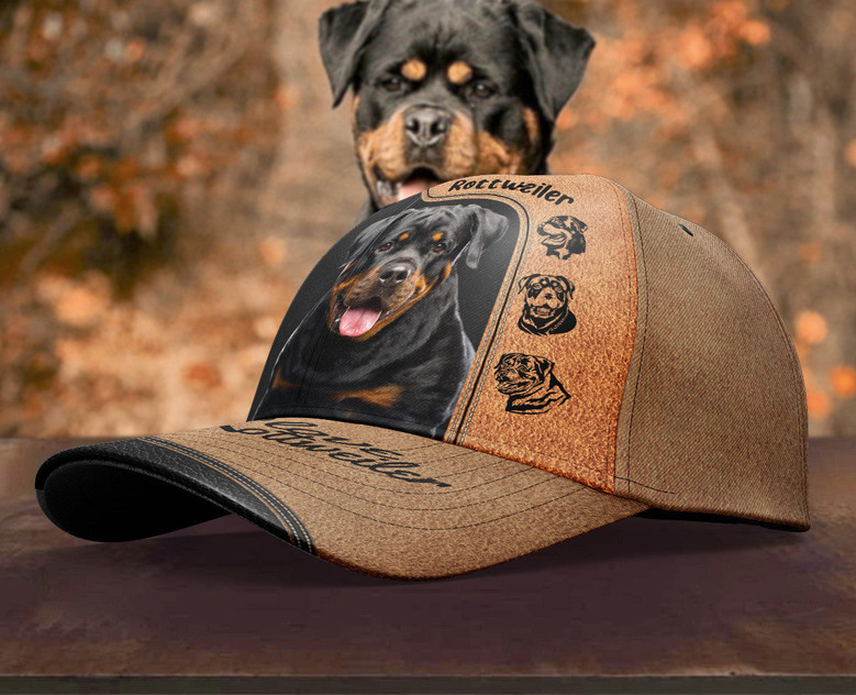Customized Rottweiler Face Hat Classic Cap Hat - Thegiftio