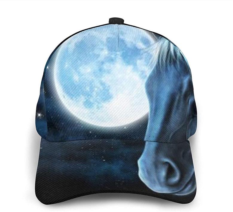 Unisex Printed Baseball Cap Black Night Moon Horse Galaxy Fashion Caps Trucker Hats Hip Hop Hat