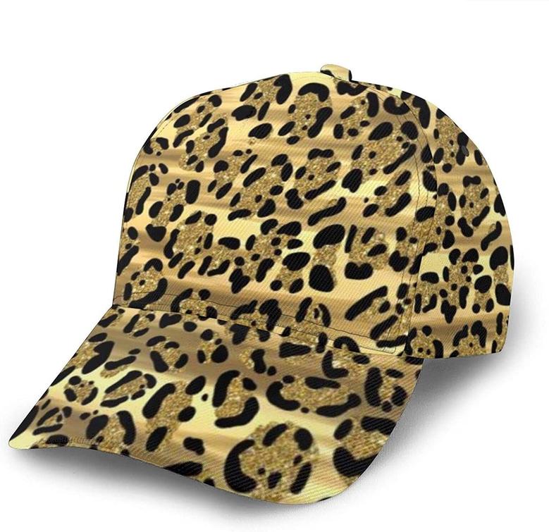 Unisex Printed Baseball Cap Gold Leopard Print Black Golden Adjustable Caps Trucker Hats Outdoor Hat