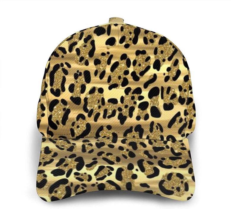 Unisex Printed Baseball Cap Gold Leopard Print Black Golden Adjustable Caps Trucker Hats Outdoor Hat