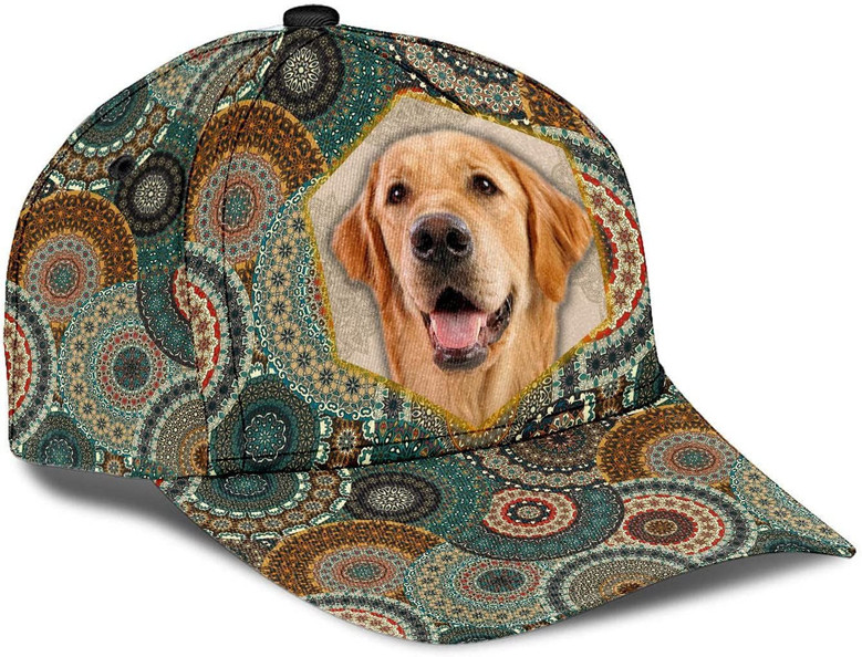 Golden Retriever African Geometric Pattern Baseball Cap Curved Brim Adjustable Dad Hat