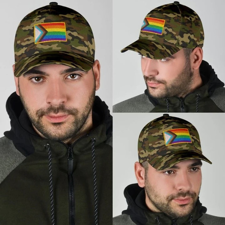 LGBT Pride All Over Printed Baseball Cap, Cool Camo Background Lgbt Baseball Cap Hat, Lgbt Accessories Hat