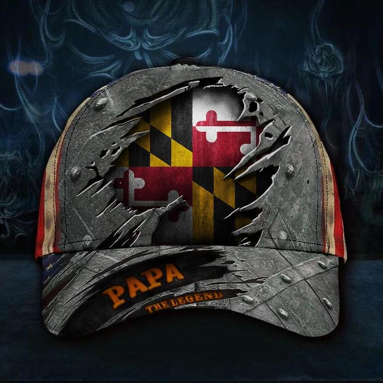 Maryland Papa The Legend Hat Vintage USA Flag Cap Unique Father's Day Gift For Dad From Wife Hat