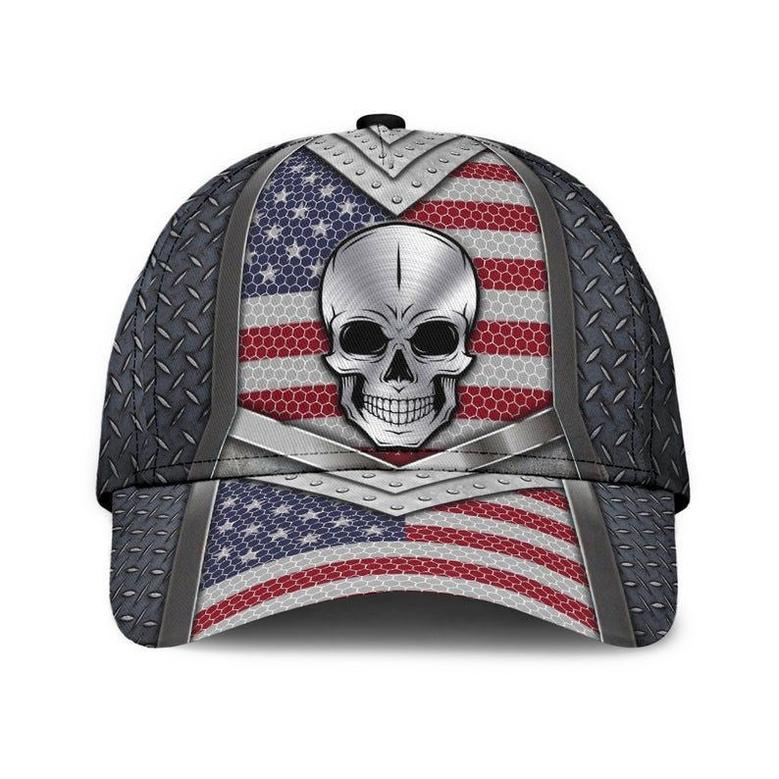Skull Proud American Hat Classic Cap Breathable Cap, Unisex Cap, Human Cap, Trending Cap, American Cap Hat
