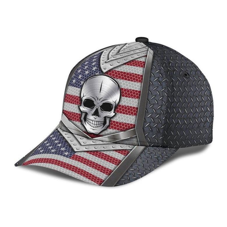 Skull Proud American Hat Classic Cap Breathable Cap, Unisex Cap, Human Cap, Trending Cap, American Cap Hat