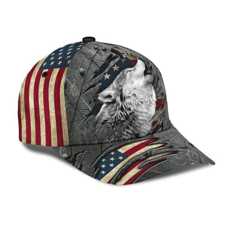 Wolf Crack Hat Classic Cap Gift America Cap Gift for Him Gift For Dad Hat