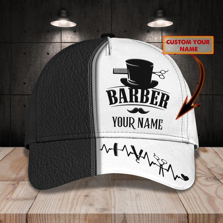 Custom Name Barber Baseball Cap Hat For Men, Woman Barber Caps, Birthday Gift For Barber Friend Hat