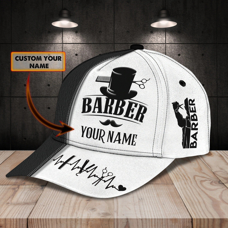 Custom Name Barber Baseball Cap Hat For Men, Woman Barber Caps, Birthday Gift For Barber Friend Hat