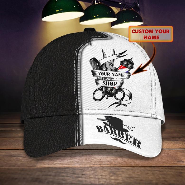 Custom Name Barber Baseball Cap Hat For Men, Woman Barber Caps, Birthday Gift For Barber Friend Hat