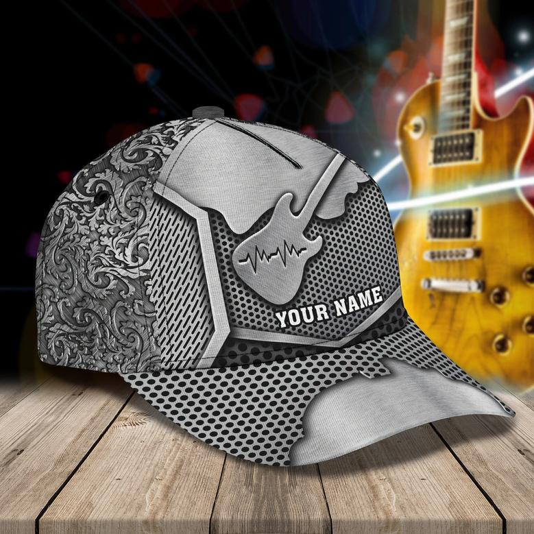 Custom With Name Baseball Full Print Guitar Cap For Men And Woman, Birthday Gift For Guitar Lovers, Guitar Cap Hat