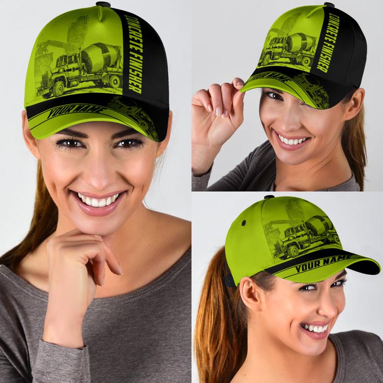 Custom Name Cap Hat Concrete Finisher Green Safety Baseball Cap Hat For Man And Women, Gift To Concreter Hat