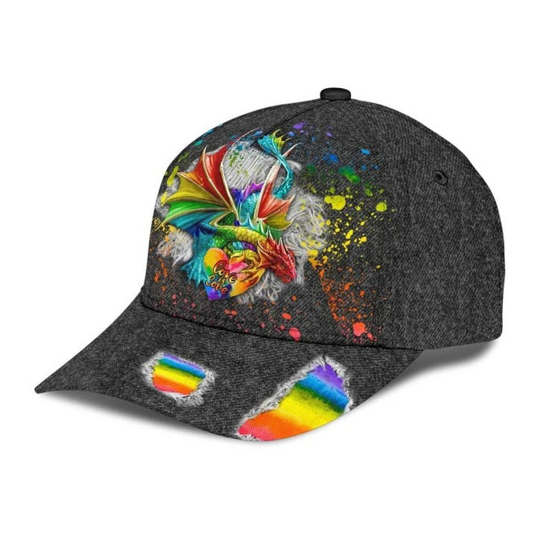 LGBT Cap Love Is Love Dragon Ripped Jean Background LGBT Baseball Cap Hat, Gay Pride Accessories Hat
