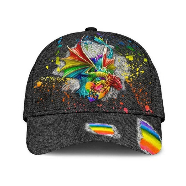 LGBT Cap Love Is Love Dragon Ripped Jean Background LGBT Baseball Cap Hat, Gay Pride Accessories Hat