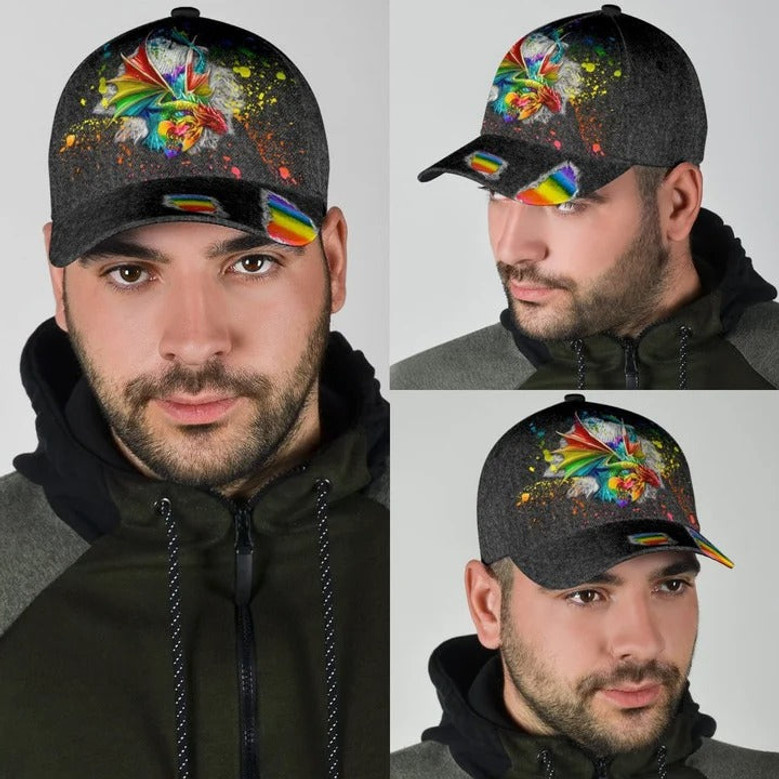 LGBT Cap Love Is Love Dragon Ripped Jean Background LGBT Baseball Cap Hat, Gay Pride Accessories Hat