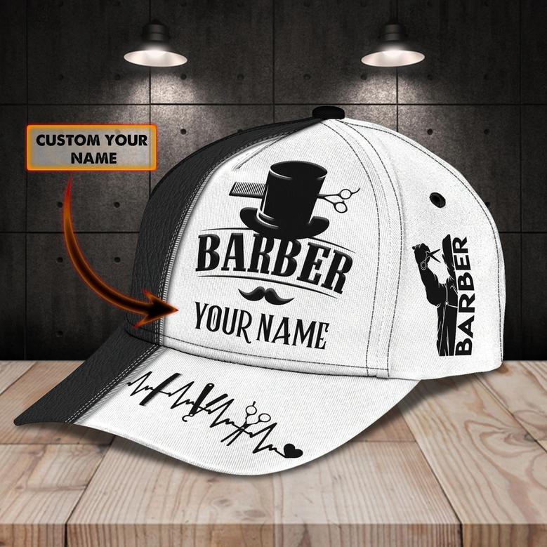 Personalized Barber Cap With Name, Christmas Gift For Barber Man, Barber Cap Hat Full Print Hat